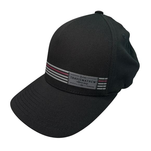 TravisMathew Magico Hat Black Gray Stripe Golf Flexfit Snapback Structured - Picture 1 of 9